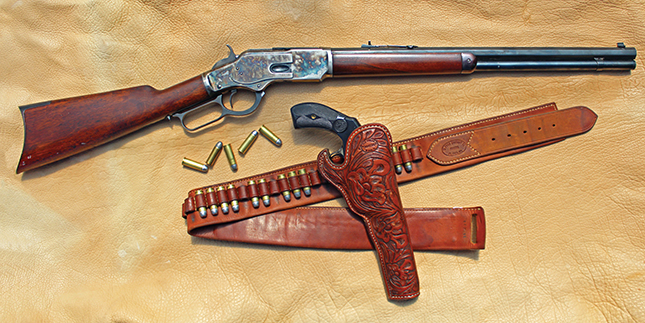 My “Conagher Combo” featuring an Uberti 1873 Winchester Short Rifle and Uberti Smith & Wesson New Model No. 3 Frontier, both in 44-40. The holster and cartridge belt are from El Paso Saddlery.